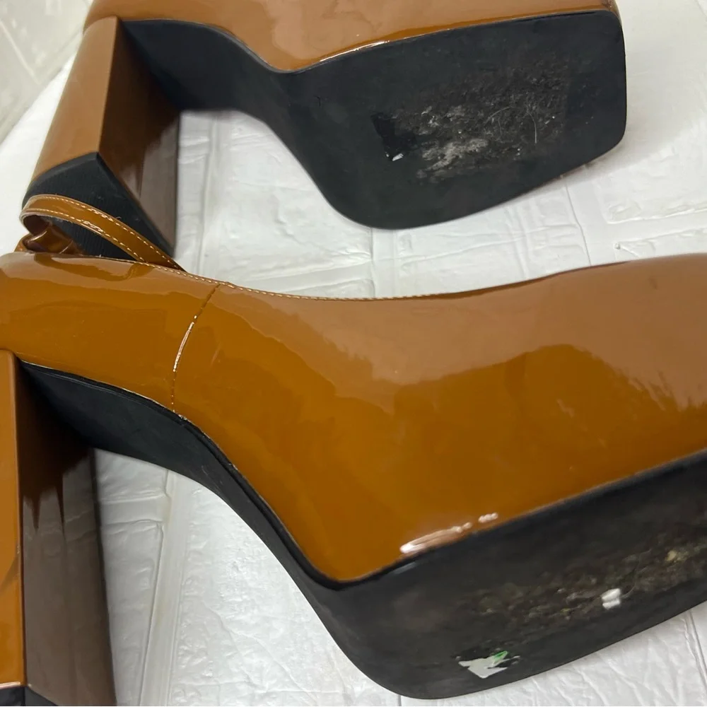 Jeffrey Campbell brown platforms size 8.5 chunky heels neutral minimalist glam - Picture 6 of 9